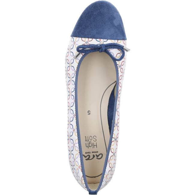 Ballerine Ara Bari Bleu Blanche Femme | EJJ-6506908