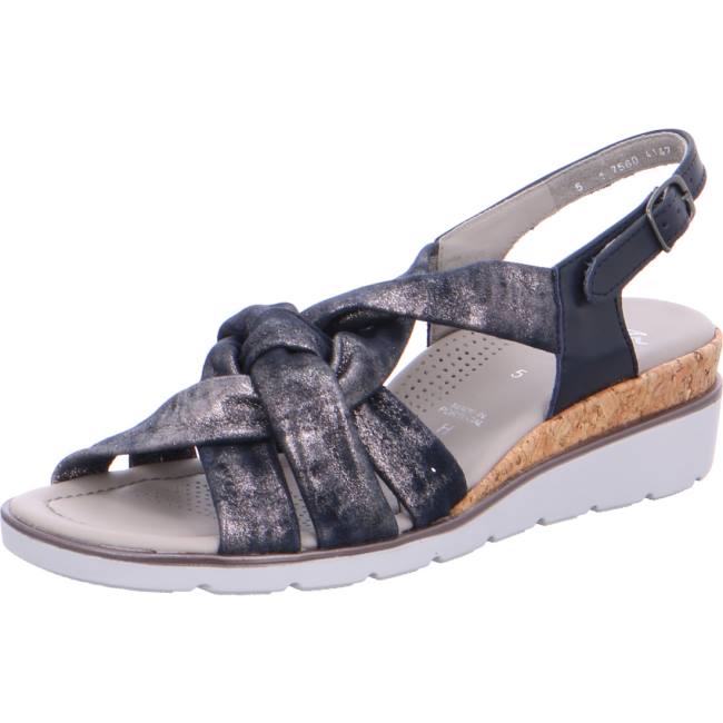 Sandale Ara Wedge Lugano Bleu Femme | AIN-1560400