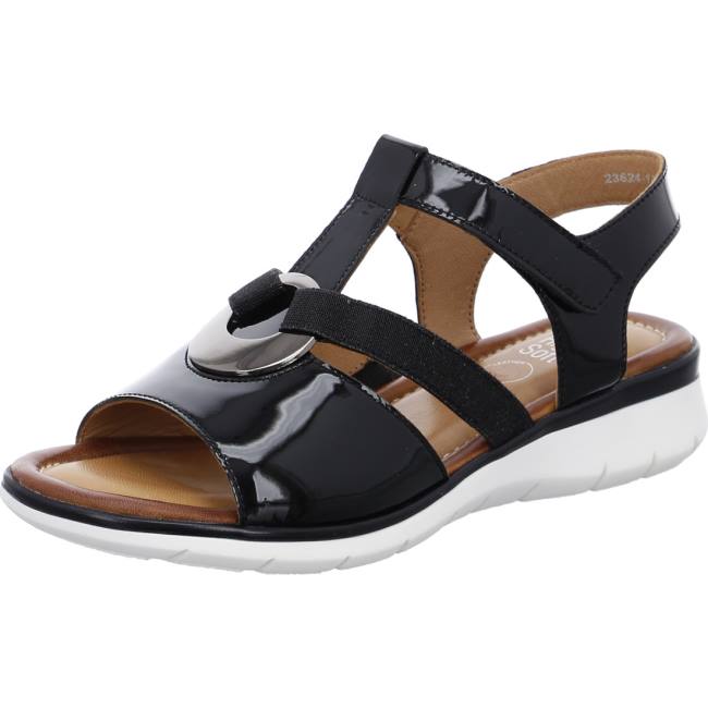 Sandale Ara Wedge Kreta Noir Femme | YAW-8058977